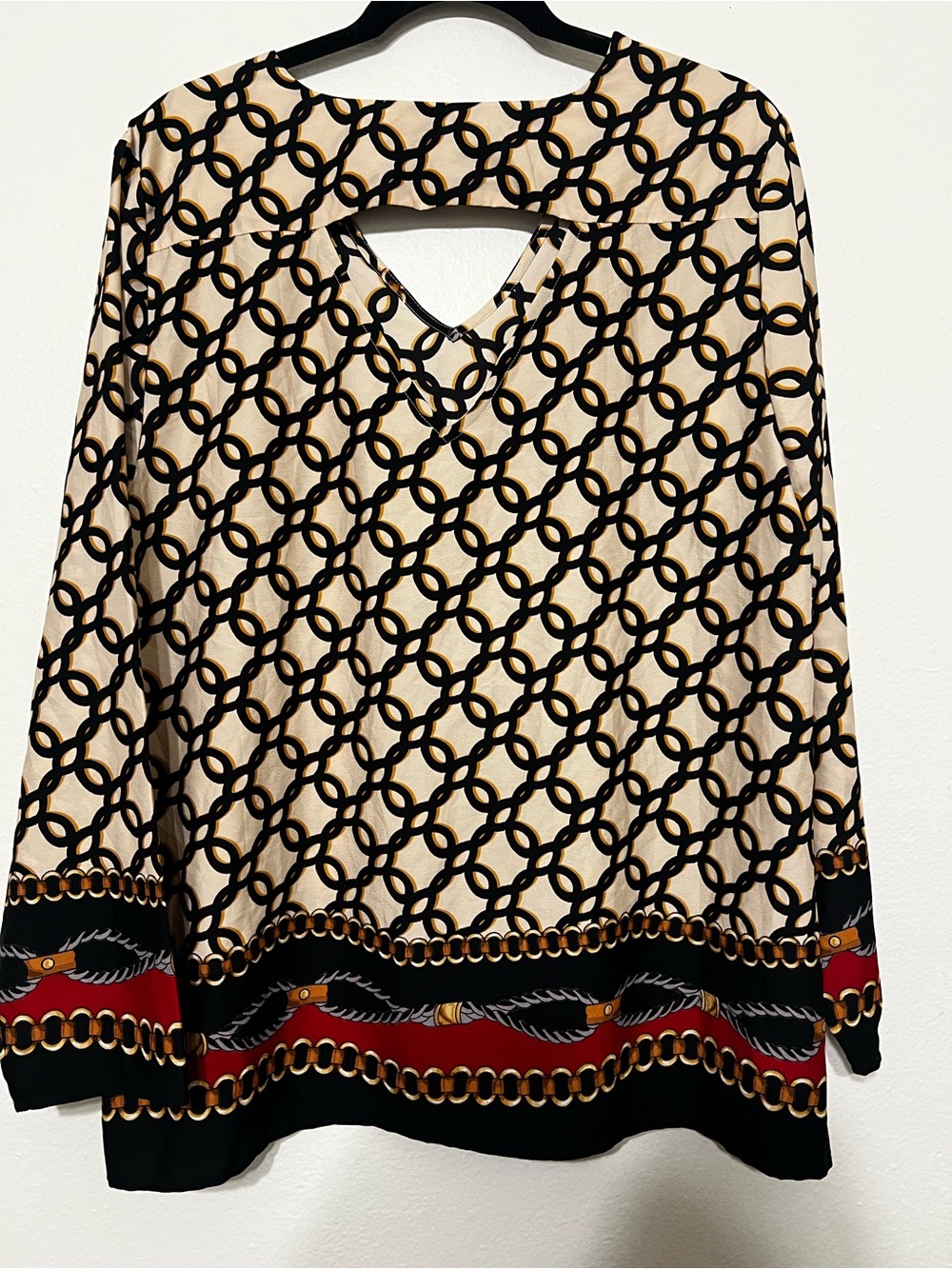 Chico's Status Frame Cutout Tunic Blouse Size 3 - Picture 5 of 9